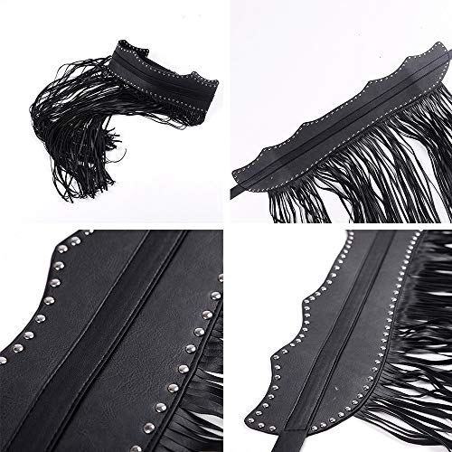 Cadena de cuero para el cuerpo Cinturón de arnés de cuerpo ajustable para mujer Hippie Boho Cinturón con flecos largos Borlas de cuero de imitación Cinturón de punk Correa de fiesta Rendimiento de bai