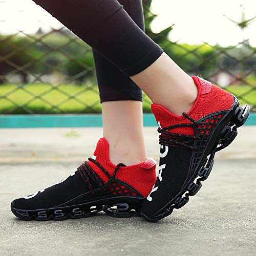 Cagaya - Zapatillas de deporte de malla para hombre y mujer, transpirables, zapatillas informales, para el tiempo libre, talla 36-48, color Rojo, talla 42 EU