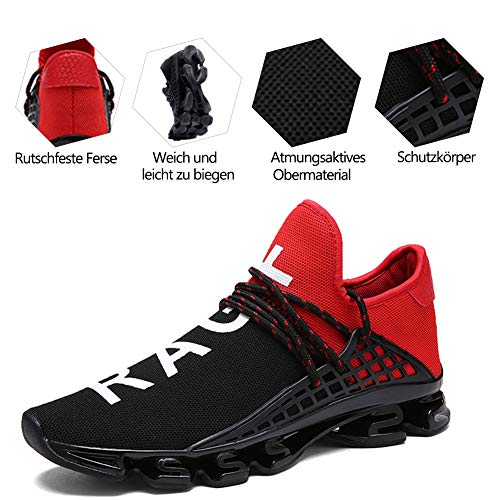 Cagaya - Zapatillas de deporte de malla para hombre y mujer, transpirables, zapatillas informales, para el tiempo libre, talla 36-48, color Rojo, talla 42 EU
