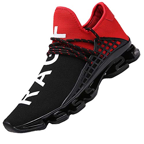 Cagaya - Zapatillas de deporte de malla para hombre y mujer, transpirables, zapatillas informales, para el tiempo libre, talla 36-48, color Rojo, talla 42 EU