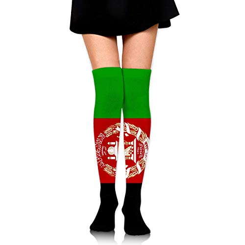 Calcetines hasta la rodilla con la bandera afgana, para mujer, atléticas sobre el muslo, medias largas