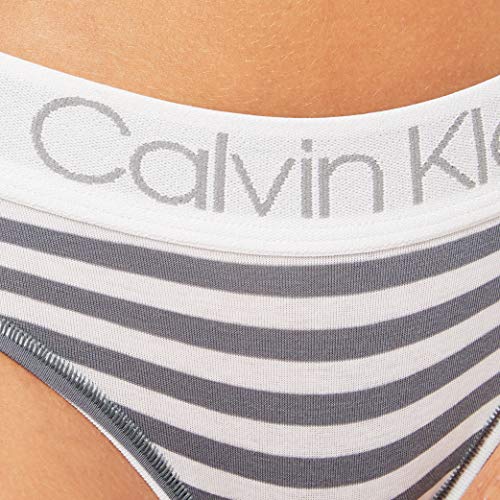 Calvin Klein Braguita de Bikini, Gris (Marching Stripe_Cinder OPX), L para Mujer