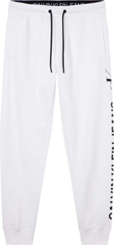 Calvin Klein Jeans CK Vertical Logo HWK Pant Chándal, Blanco Brillante, XL para Hombre