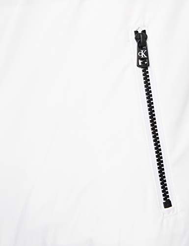 Calvin Klein Large CK Logo Hooded Zip Through Chaqueta, Blanco (Bright White Yaf), L para Mujer