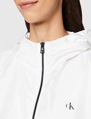Calvin Klein Large CK Logo Hooded Zip Through Chaqueta, Blanco (Bright White Yaf), L para Mujer
