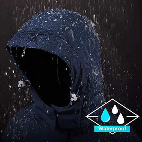 CAMEL CROWN Chaqueta Impermeable con Capucha para Mujer, A Prueba de Viento Chaqueta de Esquí con Forro Polar, Jacket Invierno para Montaña Cámping Viajes Snowboard Deportes Múltiples Bolsillos