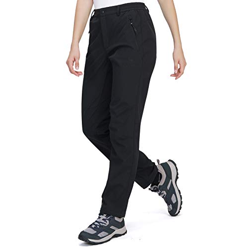 CAMEL CROWN Mujer Pantalones de Softshell Impermeables con Forro Polar, Pantalones de Nieve Montaña Mujer Impermeables Invierno Calentar Pantalones Trekking Escalada Senderismo Esquiar Softshell