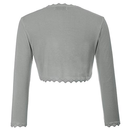 Cárdigan Corto para Mujer con Manga 3/4 y Chaqueta Corta Informal para Primavera Verano Gris con M CL10960-6