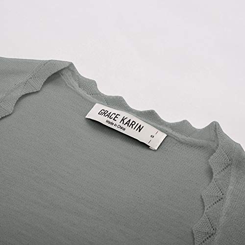 Cárdigan Corto para Mujer con Manga 3/4 y Chaqueta Corta Informal para Primavera Verano Gris con M CL10960-6