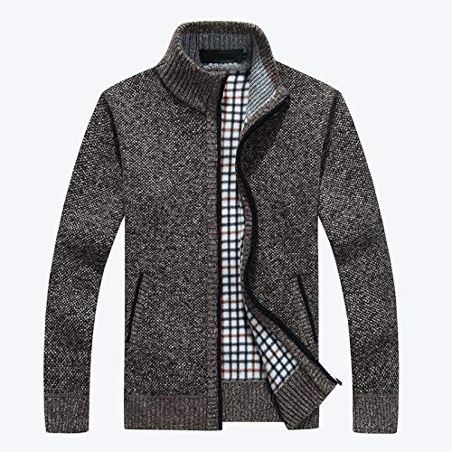 Cárdigan De Punto Grueso para Hombre Prendas De Punto Otoño Invierno Cuello Alto Cremallera Suéter Cálido Abrigo Casual Sólido Cárdigan para Hombre Outwear Homb