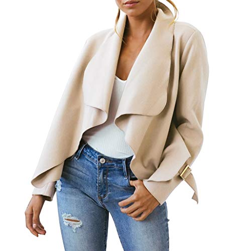 Cardigan Mujer Invierno Otoño 2019 SHOBDW Liquidación Venta Blusa Tops Manga Larga Chaquetas de Traje Mujer Casual Blazers Mujer Abrigo Mujer Baratos Cardigans Mujer Rebajas(Beige,XL)