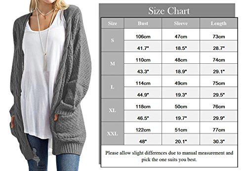 Cárdigans para Mujer Mujer Cárdigans de Punto sin Cierre Manga Larga Chaqueta de Punto Jersey de Punto con Bolsillos