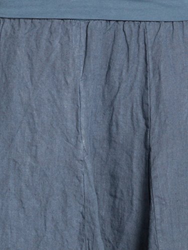 Caspar RO014 Falda Corta para Mujer Hecho de Lino con Cintura Elástica, Talla:Talla Única, Color:Azul Vaquero