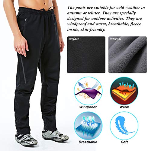 Catena - Pantalones de Ciclismo para Hombre, Impermeables, a Prueba de Viento y al Aire Libre, Forro Polar, térmico, atlético, Pantalones Largos, para la Nieve, Correr, Senderismo