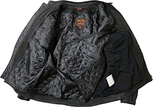 Cazadora para moto de piel de nobuk auténtica en color negro mate