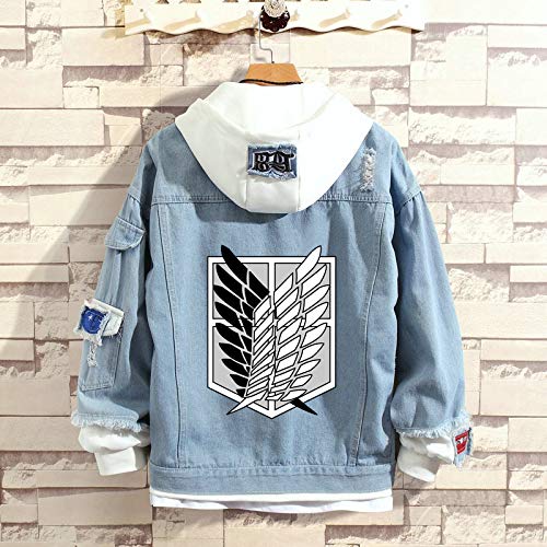 CBBI-WCCI Chaqueta de Mujer Attack on Titan Sudaderas con Capucha Unisex Chaqueta Vaquera Abrigo Sudadera con Capucha CosplayCostumee JeanJacket (Azul, S / 145-155cm)