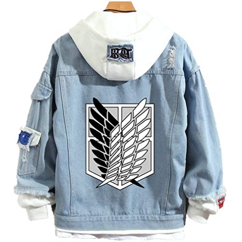 CBBI-WCCI Chaqueta de Mujer Attack on Titan Sudaderas con Capucha Unisex Chaqueta Vaquera Abrigo Sudadera con Capucha CosplayCostumee JeanJacket (Azul, S / 145-155cm)