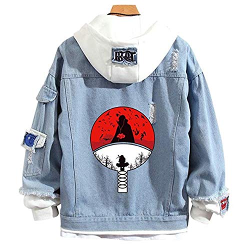 CBBI-WCCI Chaqueta de Unisex Naruto Cosplay Uchiha Sasuke Sudaderas con Capucha Chaqueta Vaquera Abrigo Sudadera con Capucha CosplayCostumee JeanJacket (Azul, XXL / 175-180cm)
