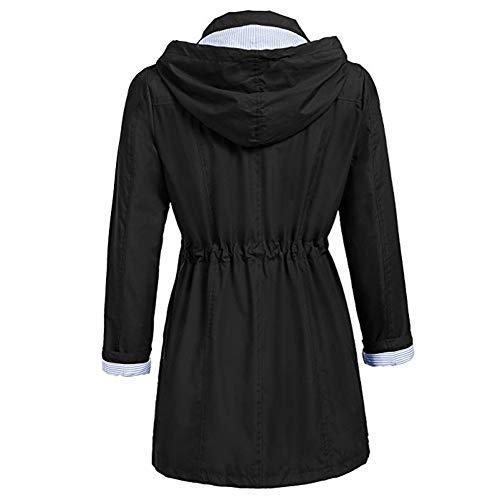 Chaqueta con Capucha Elegante Moda Negocios Outdoor Jacket Otoño Mujer Invierno Bolsillos Delanteros con Cremallera Botones Manga Larga De Solapa Color Sólido Outwear Impermeable A Prueba De Viento