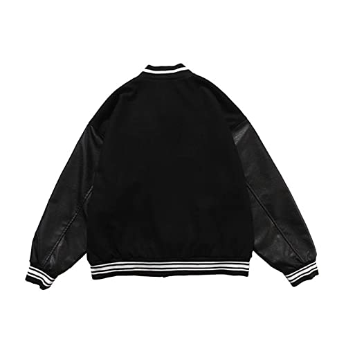 Chaqueta de béisbol Chaqueta Universitaria para Hombres Chaqueta Deportiva Chaqueta de fútbol Americano - otoño Verano (Color : Black, Size : XXL)