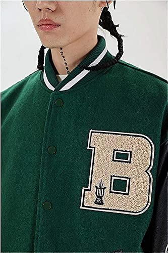Chaqueta de béisbol Chaqueta Universitaria para Hombres Chaqueta Deportiva Chaqueta de fútbol Americano - otoño Verano (Color : Green, Size : L)