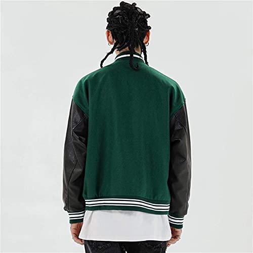 Chaqueta de béisbol Chaqueta Universitaria para Hombres Chaqueta Deportiva Chaqueta de fútbol Americano - otoño Verano (Color : Green, Size : L)