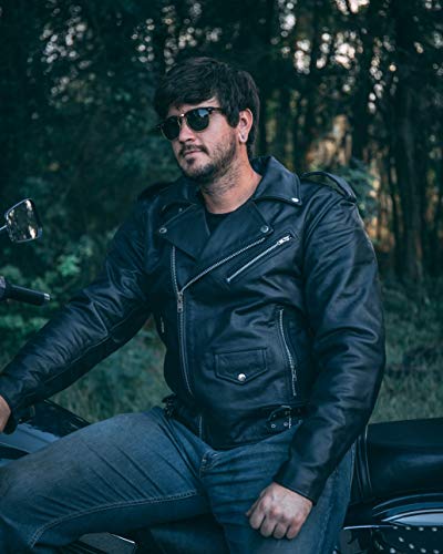 Chaqueta de cuero para motocicleta para hombre, para montar en motocicleta, café, racer, estilo vintage, Brando Biker Chaquetas CE blindadas (4XL)