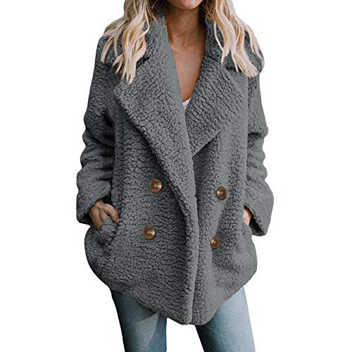 Chaqueta De Invierno para Mujer Casual Abrigo de Lana Outwear Parka Cardigan Slim Coat Overcoat Invierno Abrigo de Algodón Collar de Vuelta riou