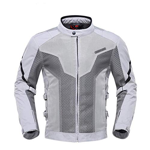 Chaqueta de Motocicleta de Verano Hombres Moto Montando Ropa Transpirable Malla Touring Chaqueta de Carreras Motocicleta 183 Gray Jacket L