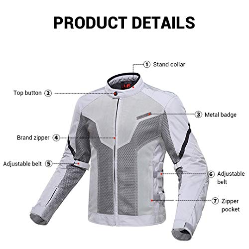 Chaqueta de Motocicleta de Verano Hombres Moto Montando Ropa Transpirable Malla Touring Chaqueta de Carreras Motocicleta 183 Gray Jacket L