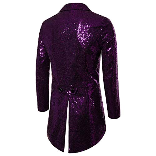 Chaqueta de Vestir Retro Estilo Gótico para Hombre Moda Lentejuelas Retro Tailcoat Traje de Fiesta de Bodas de Negocios Chaqueta Brillante Blazer riou