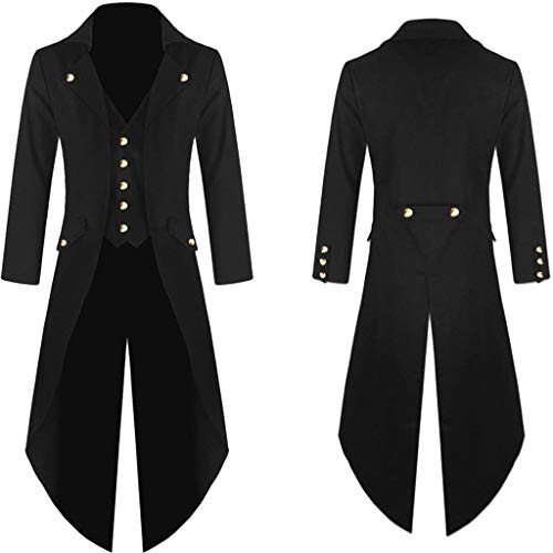 Chaqueta de Vestir Retro Estilo Gótico Steam Punk para Hombre Tailcoat Traje de Fiesta de Bodas de Negocios Talla Grande de Manga Larga Chaqueta Blazer riou