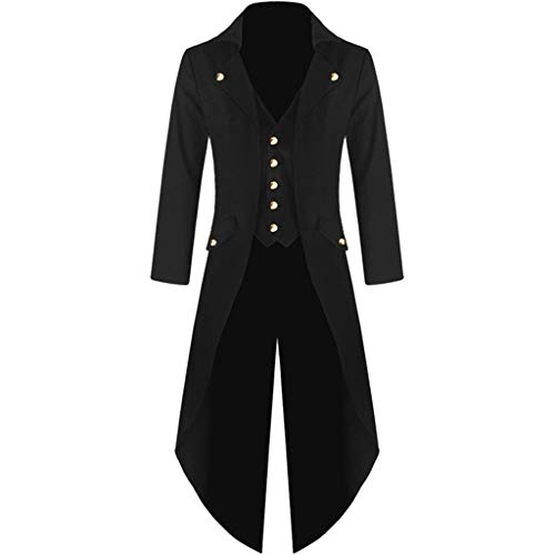 Chaqueta de Vestir Retro Estilo Gótico Steam Punk para Hombre Tailcoat Traje de Fiesta de Bodas de Negocios Talla Grande de Manga Larga Chaqueta Blazer riou
