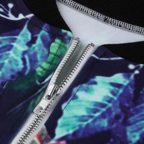 Chaqueta Fresca Hiroo Mujer Blusa con Estampado Floral Camiseta de Manga Larga Suéteres Suaves Classic Quilted Slim Fit Baseball Chaqueta Biker Bomber Chaqueta Chaqueta Corta (S, Azul)