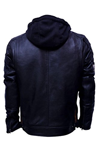 Chaqueta Moto Hombre en Cuero Urban Leather '58 GENTS' | Chaqueta Cuero Hombre | Cazadora de Moto de Piel de Cordero | Armadura Removible para Espalda, Hombros y Codos Aprobada por la CE |Negro | XL