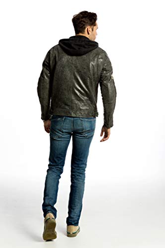 Chaqueta Moto Hombre en Cuero Urban Leather '58 GENTS' | Chaqueta Cuero Hombre | Cazadora de Moto de Piel de Cordero | Armadura Removible para Espalda, Hombros y Codos Aprobada CE |Breaker | XL