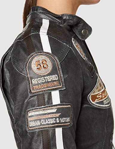 Chaqueta Moto Mujer de Cuero Urban GoCo UR-410 '58 LADIES', Chaqueta Cuero Mujer, Cazadora Moto de Piel de Cordero, Armadura Removible para Espalda, Hombros y Codos Aprobada por la CE |Breaker, M