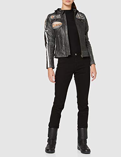 Chaqueta Moto Mujer de Cuero Urban GoCo UR-410 '58 LADIES', Chaqueta Cuero Mujer, Cazadora Moto de Piel de Cordero, Armadura Removible para Espalda, Hombros y Codos Aprobada por la CE |Breaker, M