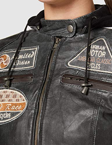 Chaqueta Moto Mujer de Cuero Urban GoCo UR-410 '58 LADIES', Chaqueta Cuero Mujer, Cazadora Moto de Piel de Cordero, Armadura Removible para Espalda, Hombros y Codos Aprobada por la CE |Breaker, M