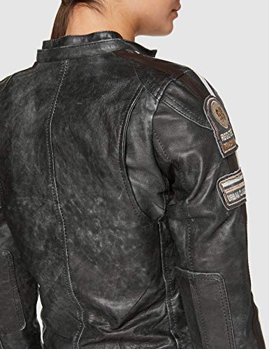 Chaqueta Moto Mujer de Cuero Urban GoCo UR-410 '58 LADIES', Chaqueta Cuero Mujer, Cazadora Moto de Piel de Cordero, Armadura Removible para Espalda, Hombros y Codos Aprobada por la CE |Breaker, M