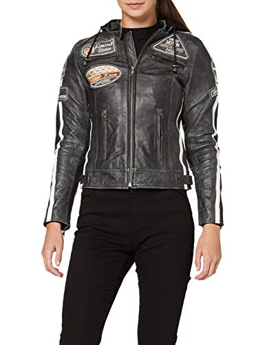 Chaqueta Moto Mujer de Cuero Urban GoCo UR-410 '58 LADIES', Chaqueta Cuero Mujer, Cazadora Moto de Piel de Cordero, Armadura Removible para Espalda, Hombros y Codos Aprobada por la CE |Breaker, M