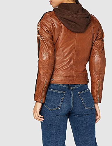 Chaqueta Moto Mujer de Cuero Urban Leather '58 LADIES' | Chaqueta Cuero Mujer | Cazadora Moto de Piel de Cordero | Armadura Removible para Espalda, Hombros y Codos Aprobada por la CE |Tan | 2XL