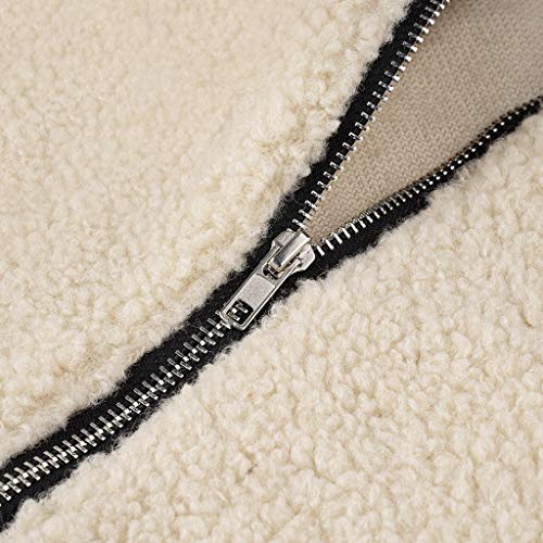 Chaqueta Mujer Invierno Abrigos Pelo de Lana Abrigo Corto Caliente Piel Sintética Cazadoras Cuello Alto Outwear Parkas Tops Moda Tumblr Elegante Ropa Casual Yvelands(Caqui,M)