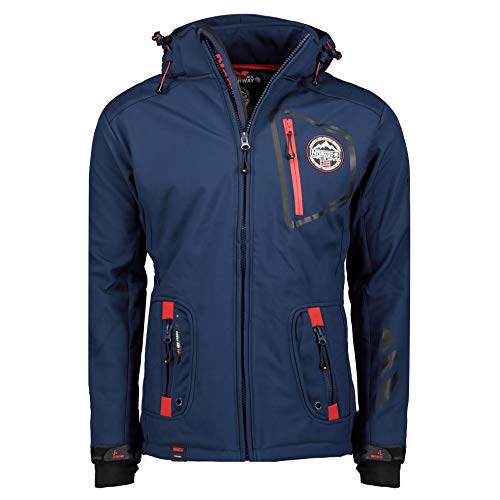 Chaqueta multifunción softshell impermeable para hombre de Geographical Norway, Otoño/Invierno, Manga Larga, Mujer, color azul oscuro, tamaño L