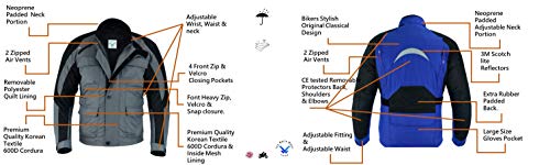 Chaqueta para hombre 600D Cordura Cordura Textil extraíble CE blindado agua/impermeable acolchada ajustable chaqueta transpirable forro de malla – Original diseño clásico abrigo de moto