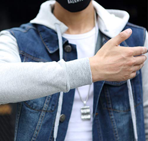 Chaqueta Vaquera para Hombre Slim Fit Desmontable Chaqueta con Capucha Clásico Tamaño Grande Mezclilla Abrigo Azul L