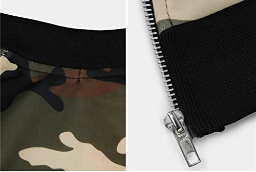 Chaquetas Mujer Militar Camuflaje Otoño Invierno Chaqueta Cortas Abrigos con Cremallera Slim Fit Manga Larga Bikerjacke Bomber Juvenil Moda Boyfriend Unisex Jacket Outcoat Hippie Básicos