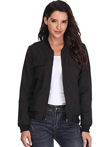 Chaquetas y Abrigos Acolchados Mujers con Relleno Grueso Negro Clásicos Bolsillos Inclinados con Cremallera clásica Moda Manga Larga - XS