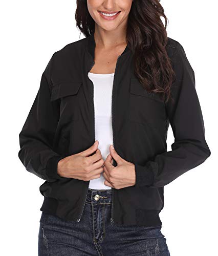 Chaquetas y Abrigos Acolchados Mujers con Relleno Grueso Negro Clásicos Bolsillos Inclinados con Cremallera clásica Moda Manga Larga - XS