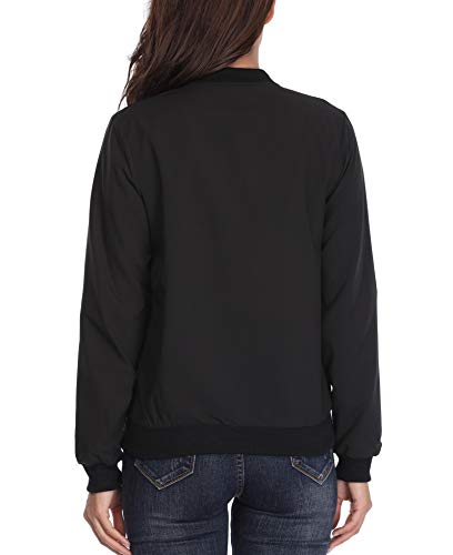 Chaquetas y Abrigos Acolchados Mujers con Relleno Grueso Negro Clásicos Bolsillos Inclinados con Cremallera clásica Moda Manga Larga - XS